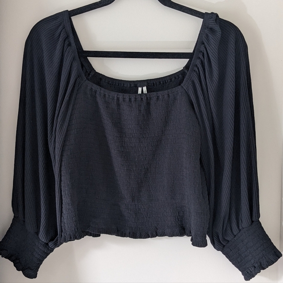 Anthropologie Smocked Puff Sleeve Top Small - Picture 1 of 9